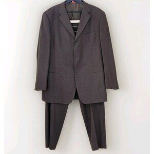 Ermenegildo Zegna Suit Blazer Trousers Men 56R  Soft Line Olive Wool Spain FLAW